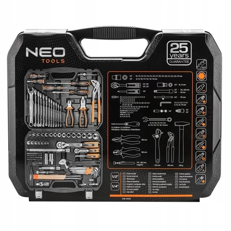 Набір інструментів Neo Tools, універсальний, CrV та S2, 143шт