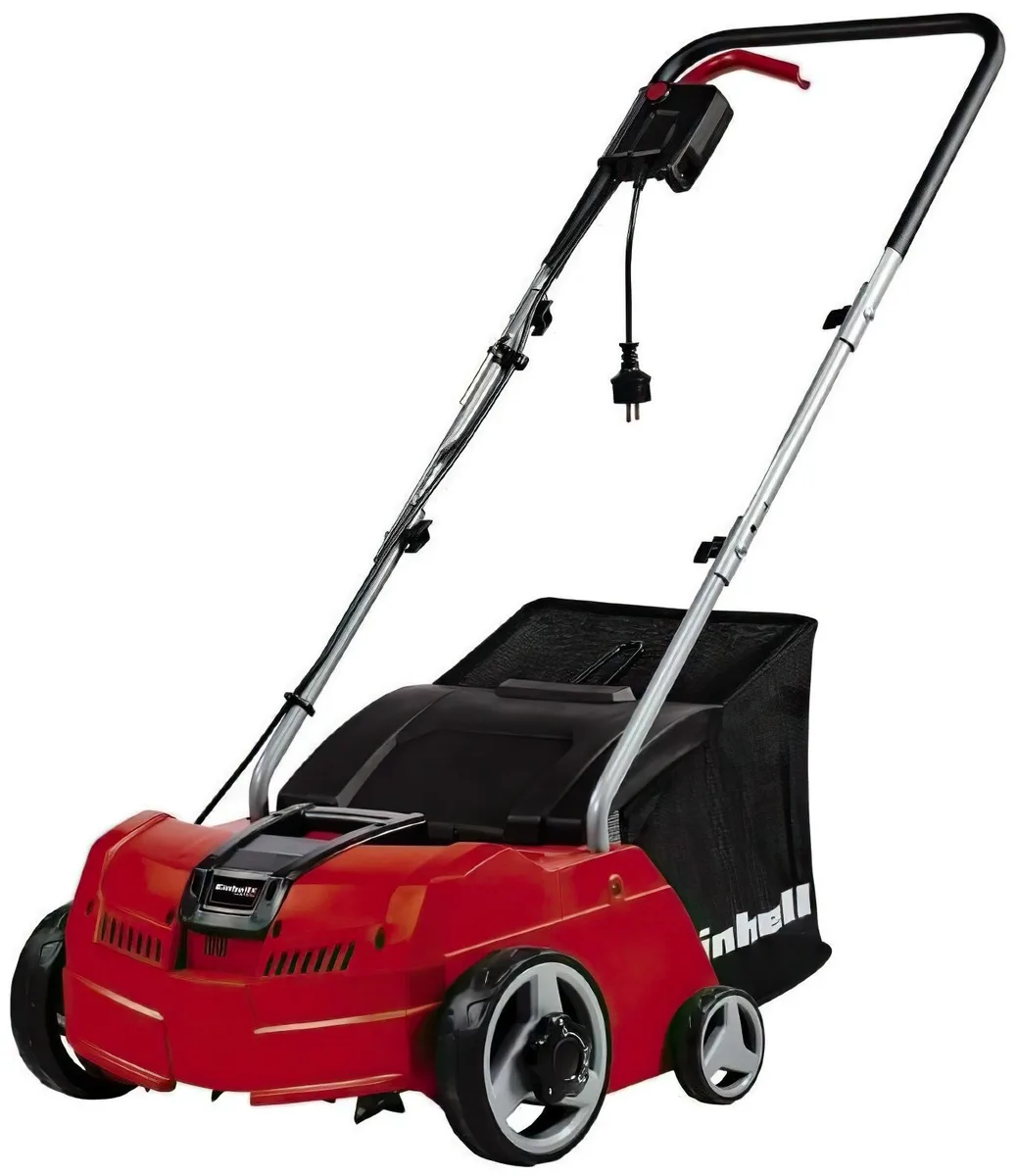 Аератор-скарифікатор Einhell GC-SA 1231/1 потужністю 1200 Вт, ширина захвату 31 см, об'єм травозбірника 28 л, для ділянок до 300 м