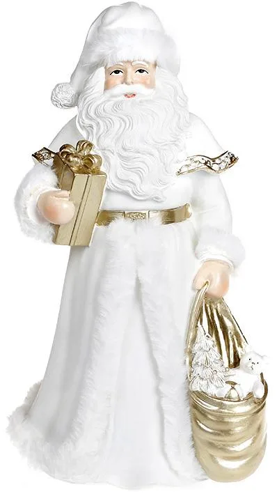 Декоративна фігура Санти Santas Family біла з золотом 17,5х17х31 см