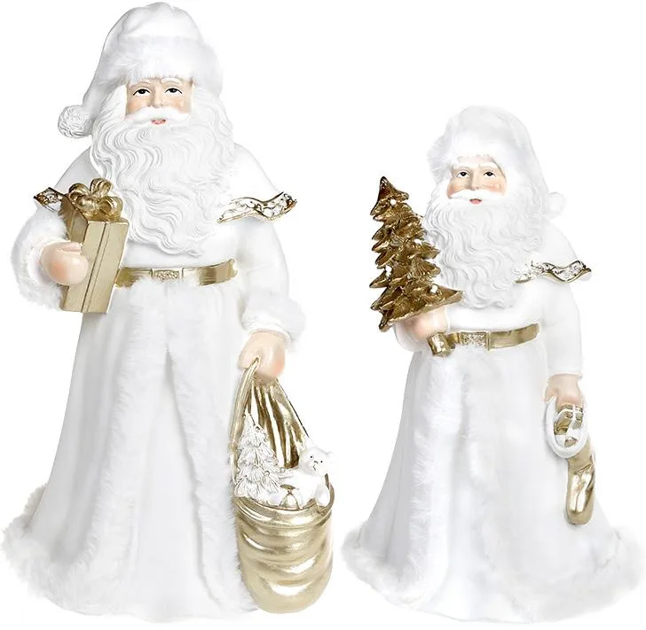 Декоративна фігура Санти Santas Family біла з золотом 17,5х17х31 см