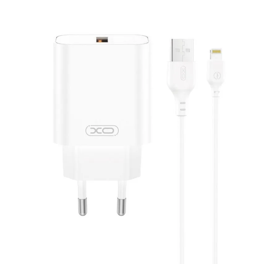 Мережевий зарядний пристрій XO 18W USB Lightning 1м Білий