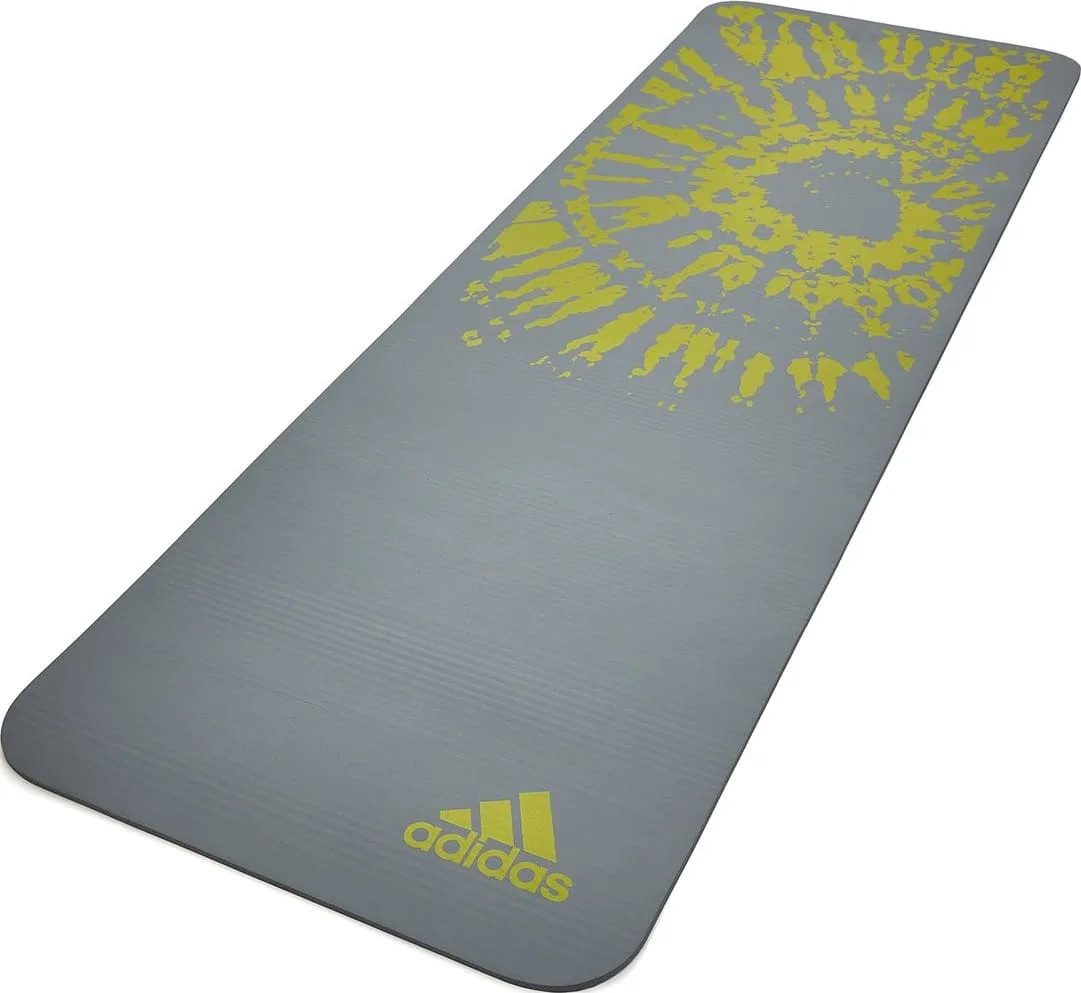 Килимок для йоги Adidas NBR 183х61 см сірий жовтий 10 мм