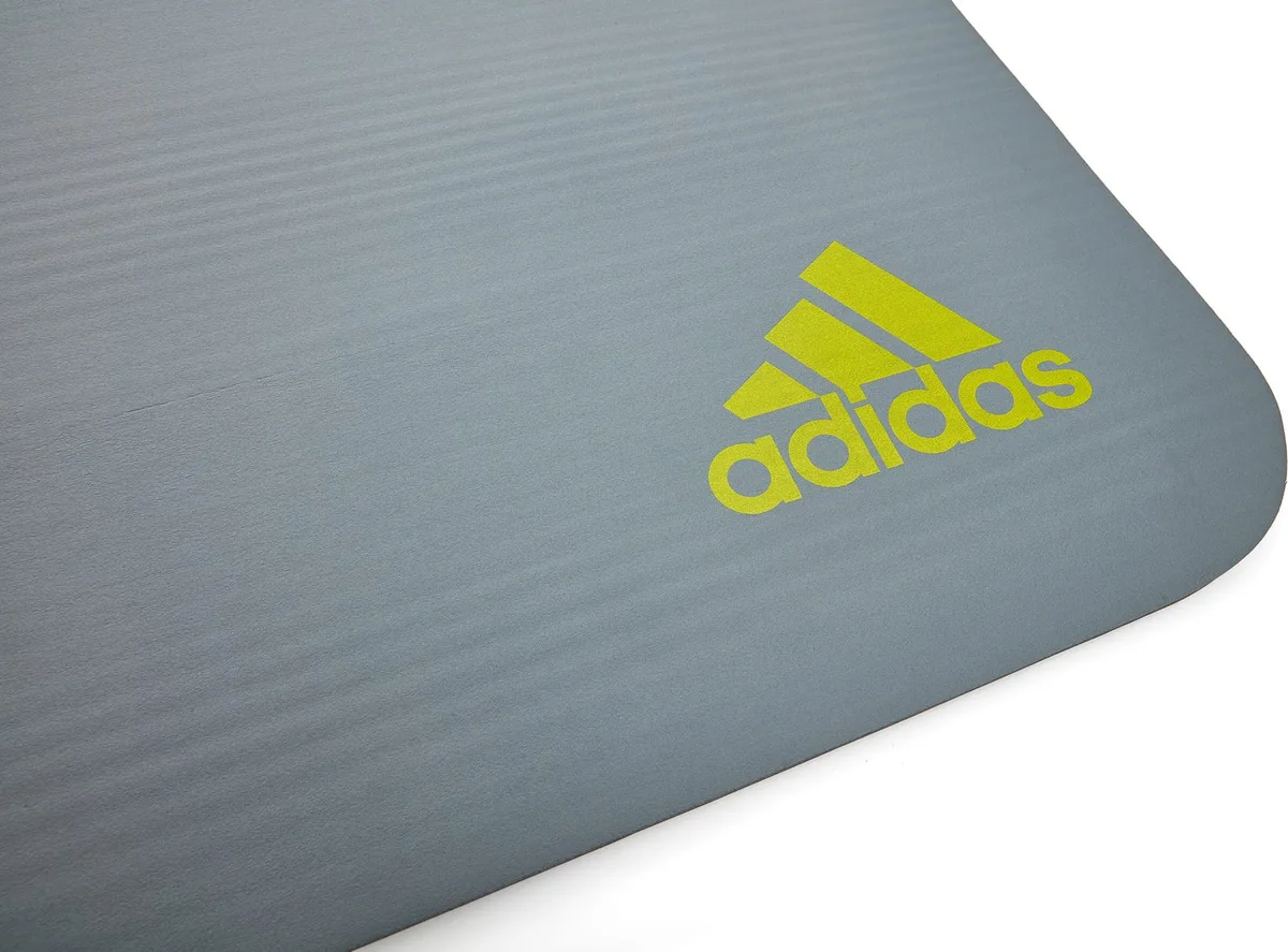 Килимок для йоги Adidas NBR 183х61 см сірий жовтий 10 мм