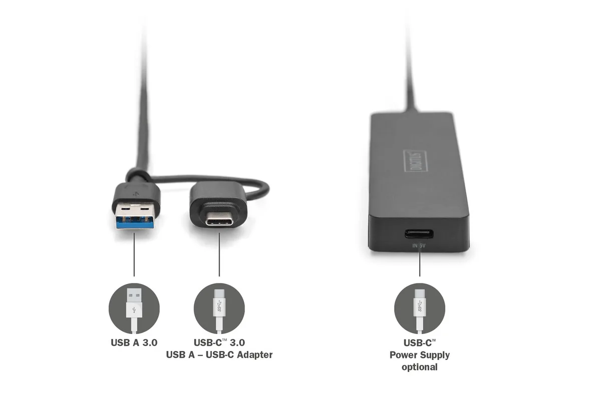 Хаб DIGITUS USB 3.0 4 порти 1,2 м чорний