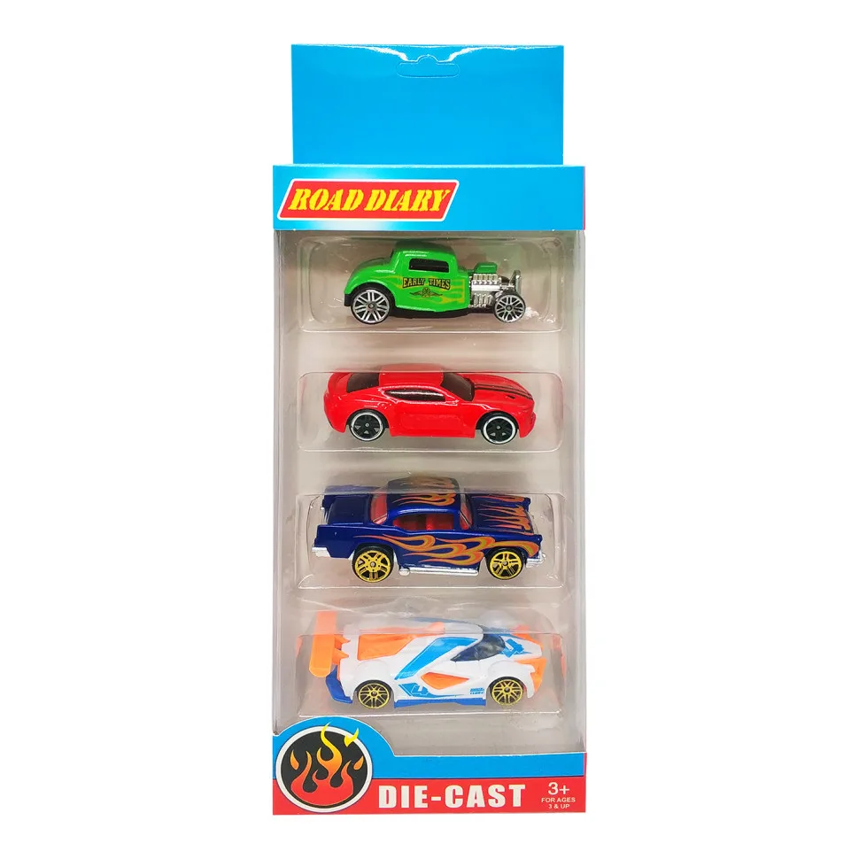 Набор машинок A-Toys металлические 7,5х3,3х2,5 см яркие 4 шт