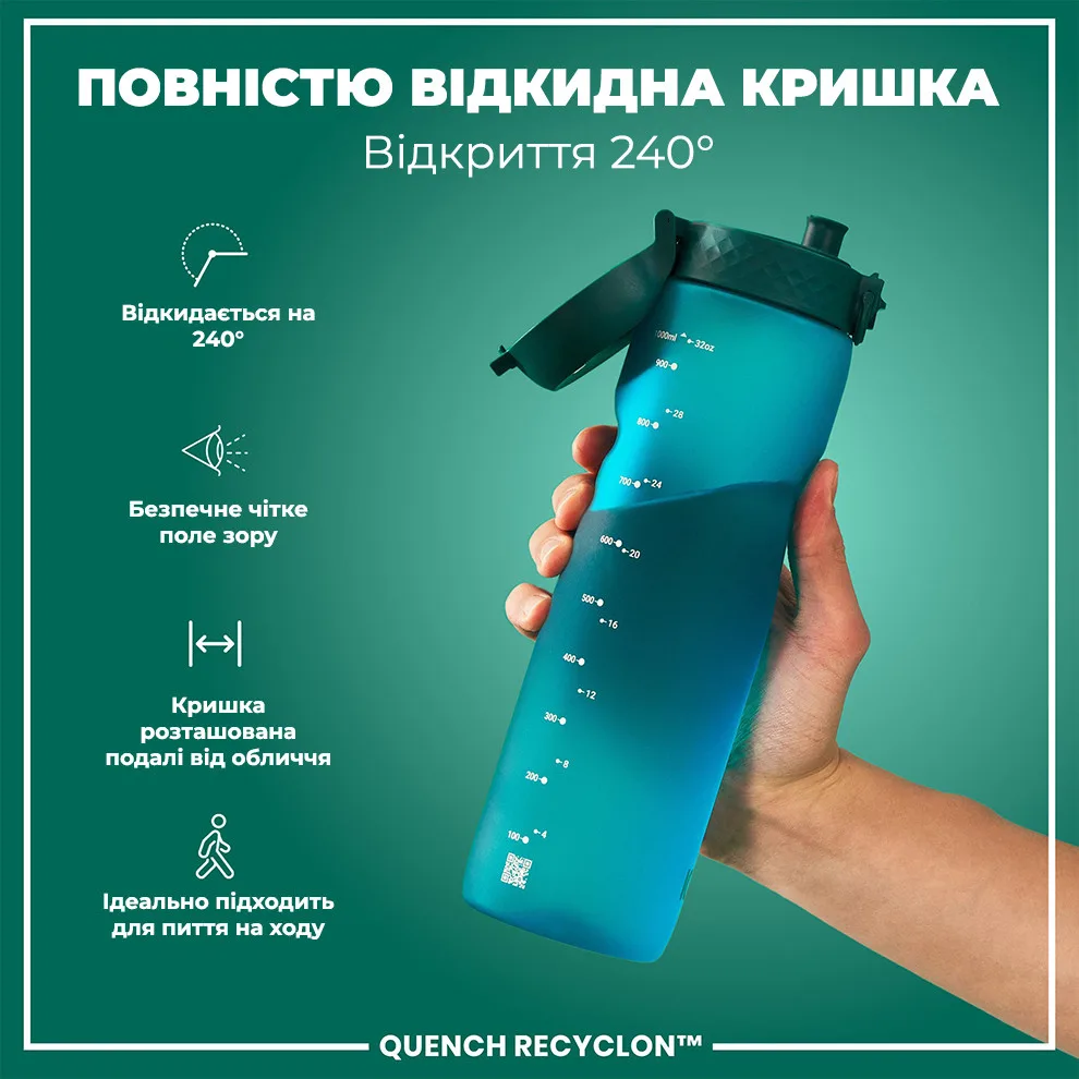 Пляшка для води ION8 Recyclon 1000 мл Блакитна