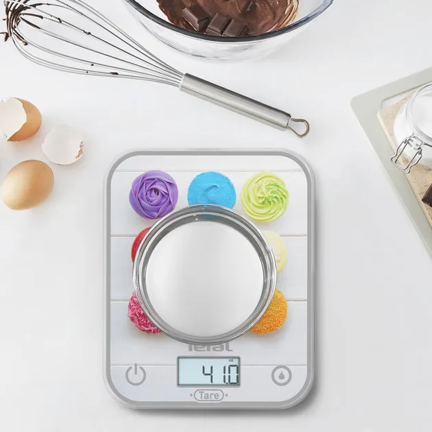 Кухонні ваги Tefal Скло 17,5х21,5 см Білий з малюнком