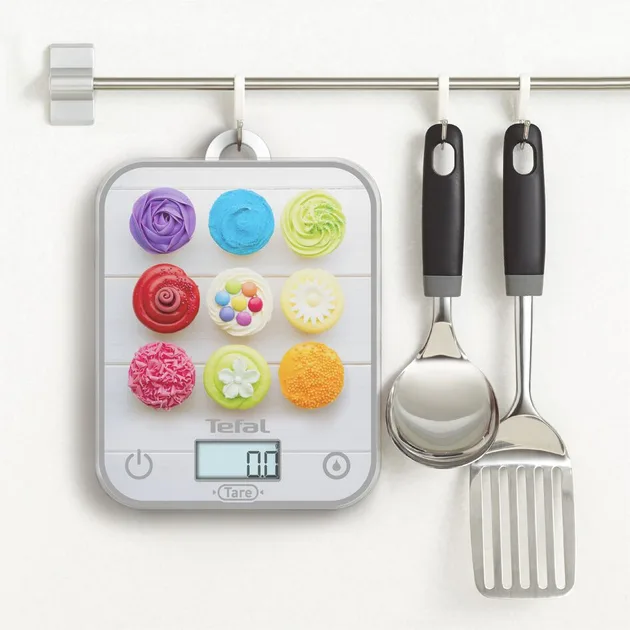Кухонні ваги Tefal Скло 17,5х21,5 см Білий з малюнком