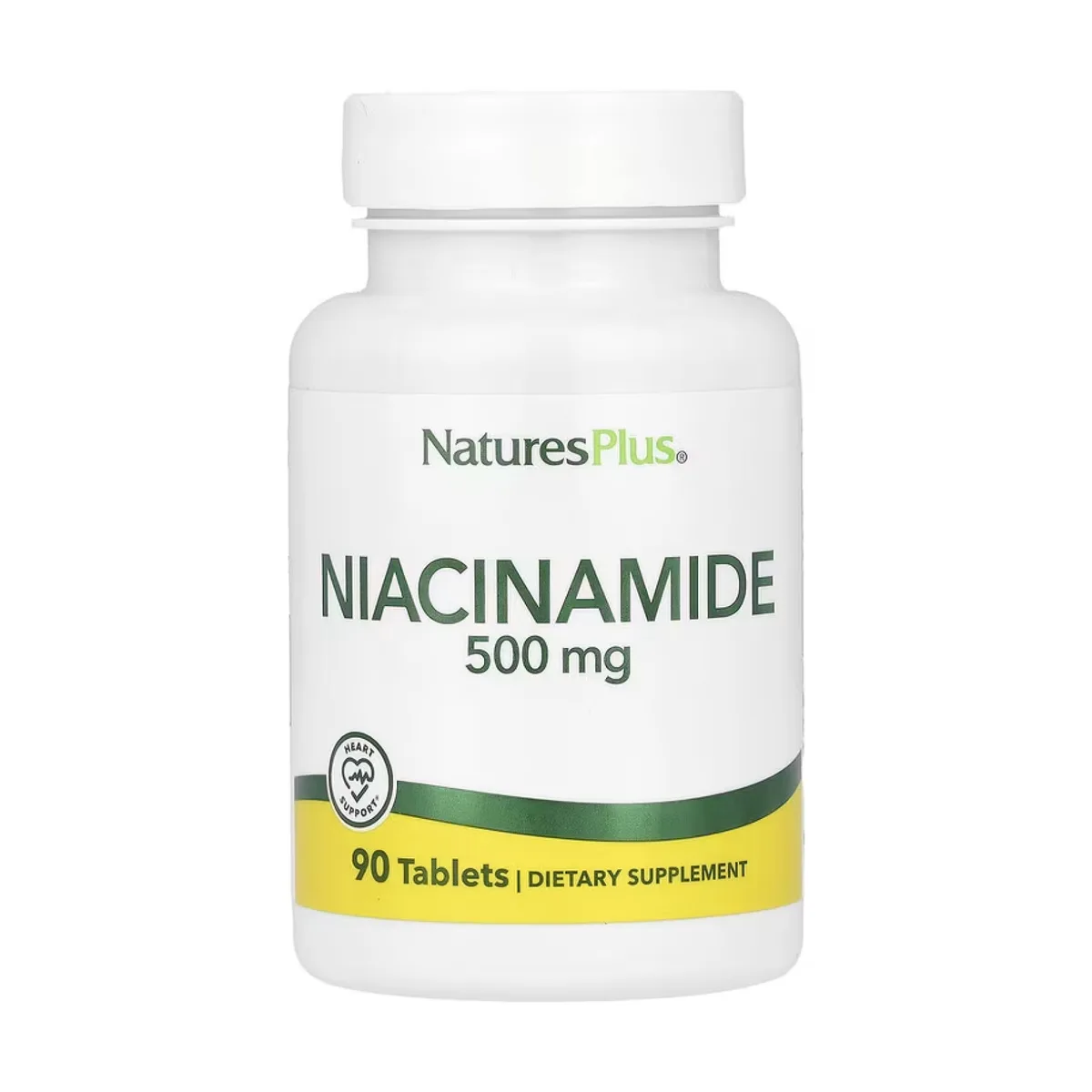 Ниацинамид 500 мг Nature's Plus Вегетарианские таблетки 90 шт Без глютена