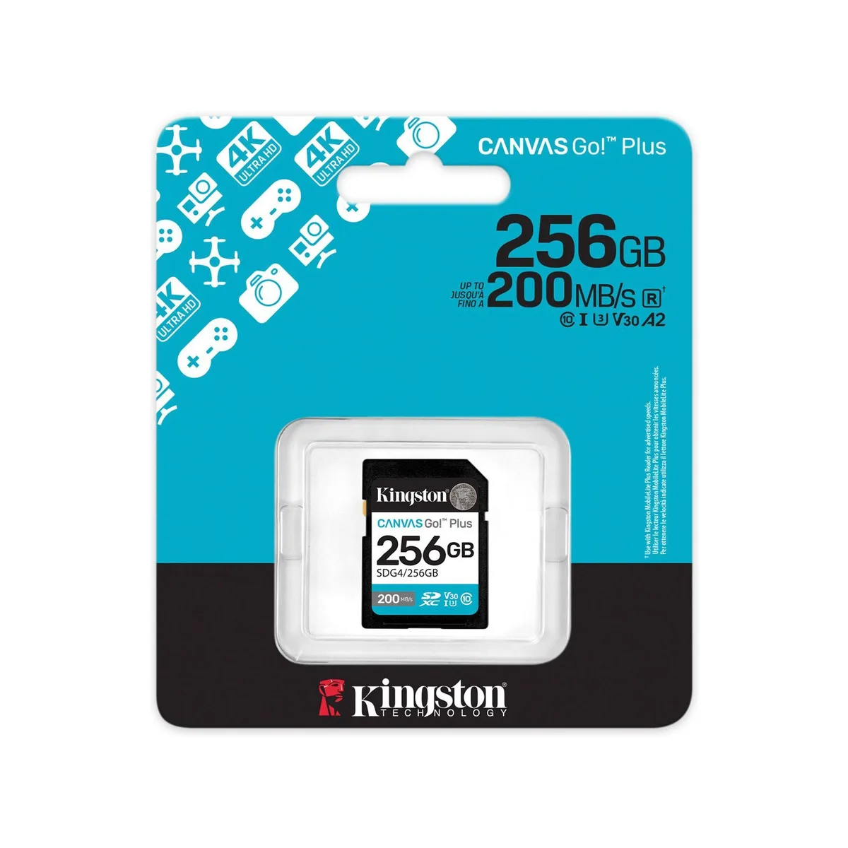 Карта пам'яті Kingston SD  256GB C10 UHS-I U3 V30 R200/W160MB/s