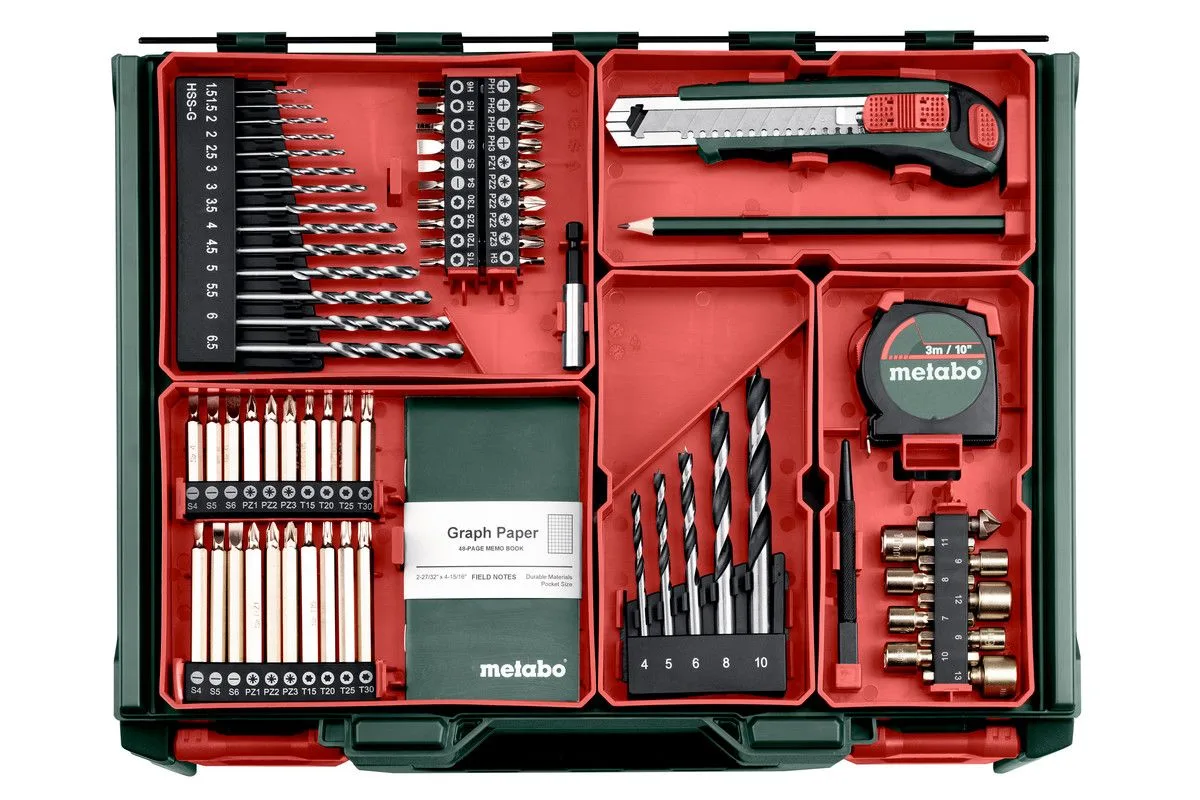 Акумуляторний шурупокрут-дриль Metabo BS 18 Set 18В, 2х2А·год, 24·48Нм, 0-450·0-1600 об/хв, вага 1.3 кг.