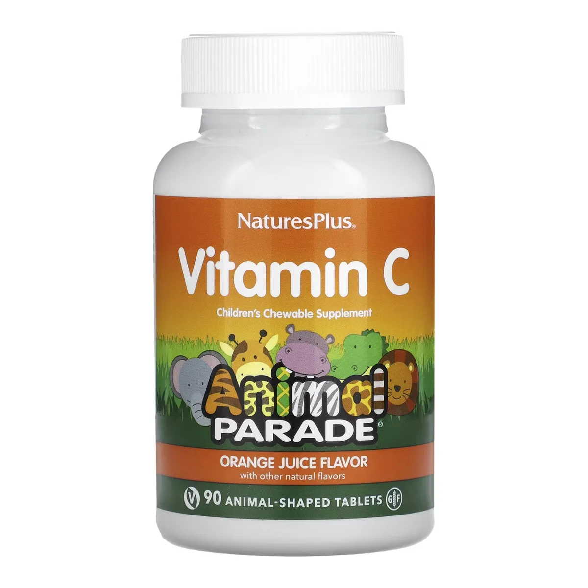 Жевательные таблетки Nature's Plus Kids Vit C 90 табл Вегетарианские Без глютена Апельсин