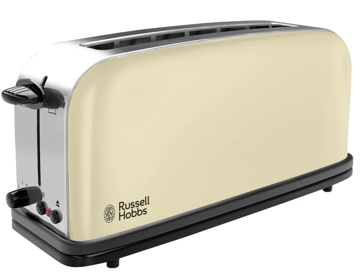 Тостер Russell Hobbs Classic, 1100Вт, подовжені слоти, металевий, кремовий.