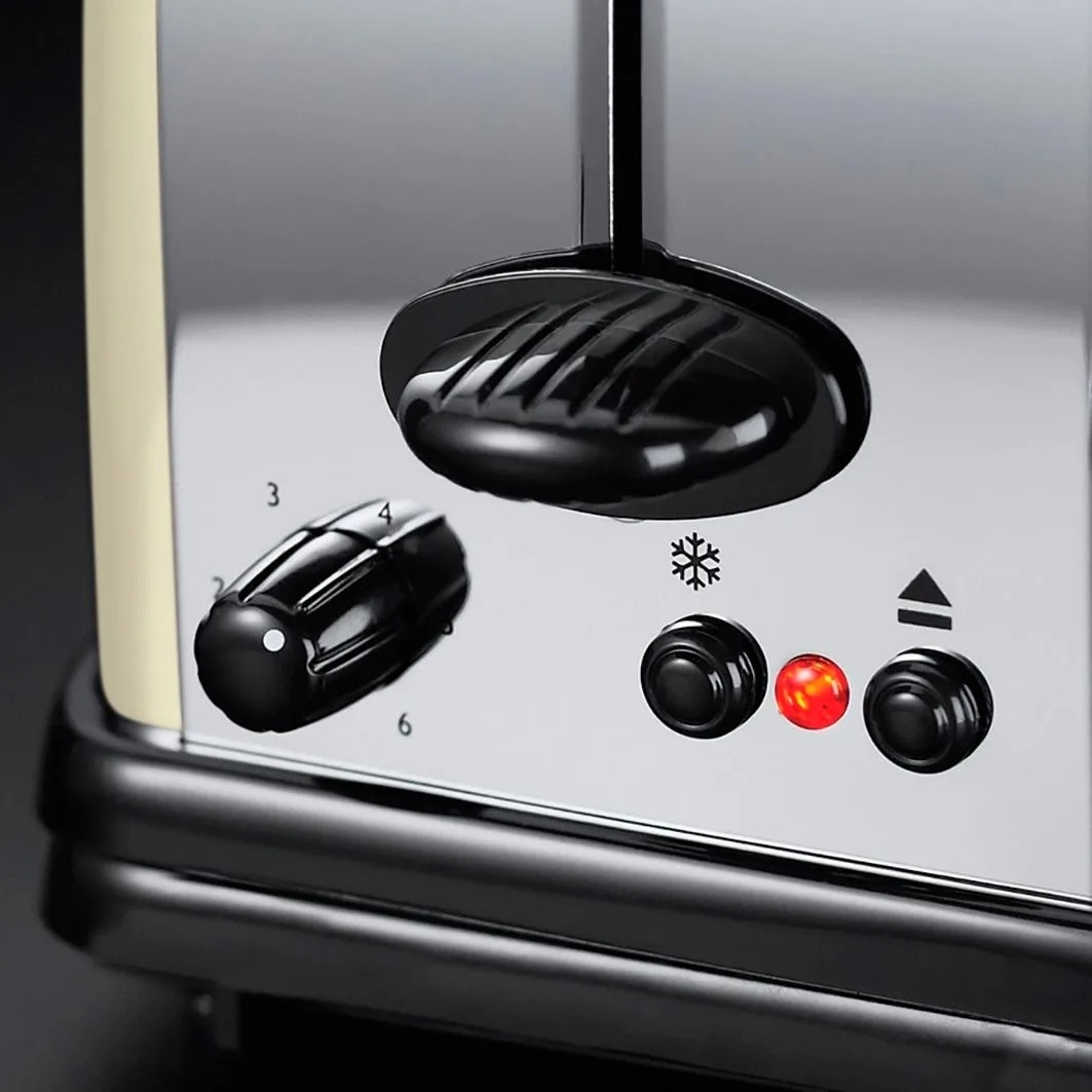 Тостер Russell Hobbs Classic, 1100Вт, подовжені слоти, металевий, кремовий.