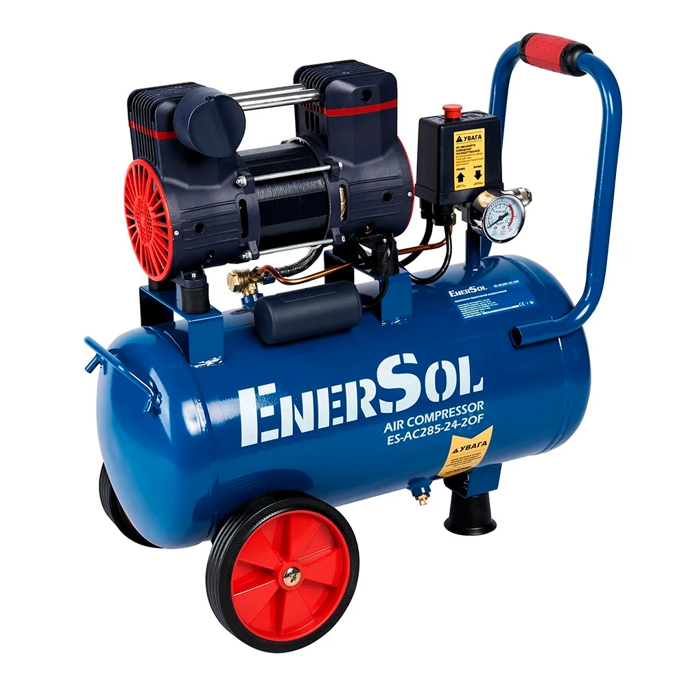 Безмасляный воздушный компрессор EnerSol ES-AC285-24-2OF, 230В, 108кВт, 24л, 285л/мин, 8бар, 145кг