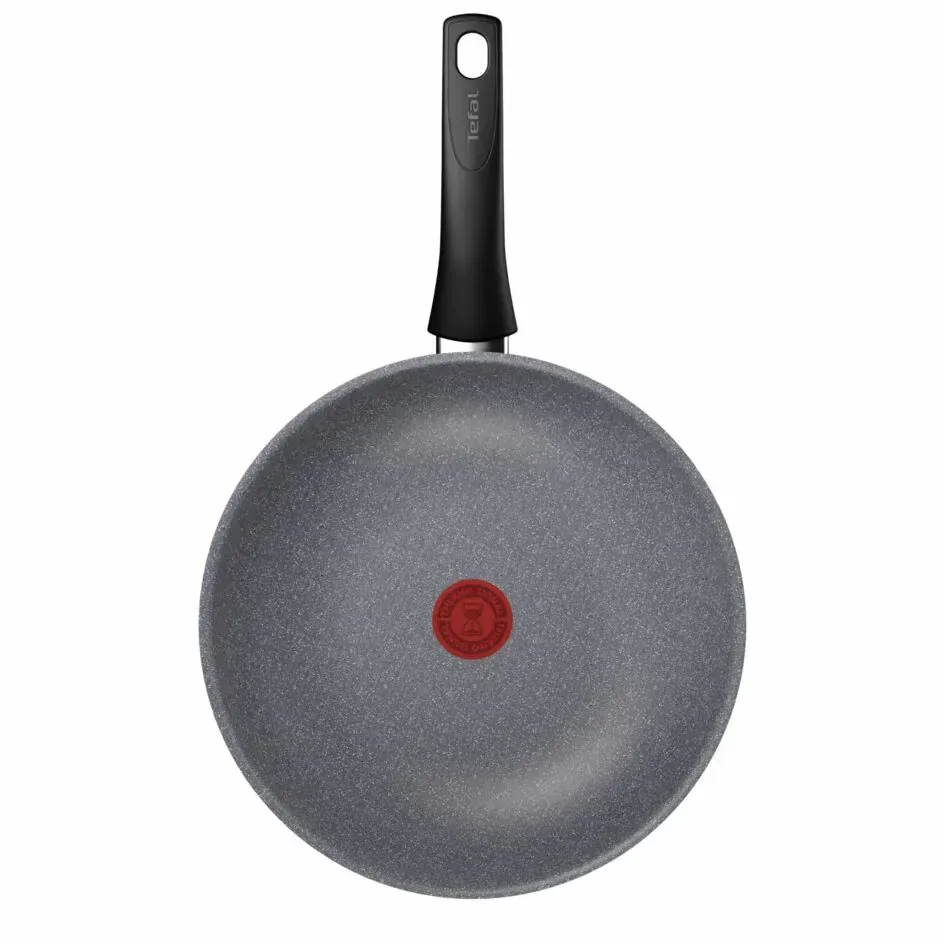 Сковорода ВОК Tefal Hard Stone, 28 см, алюмінієва, з бакелітовою ручкою, сірого кольору.
