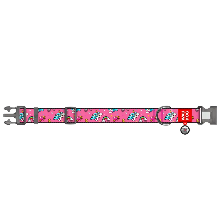 Нашийник WAUDOG Nylon XXL 35 мм 46-70 см нейлоновий Єдиноріг з QR паспортом