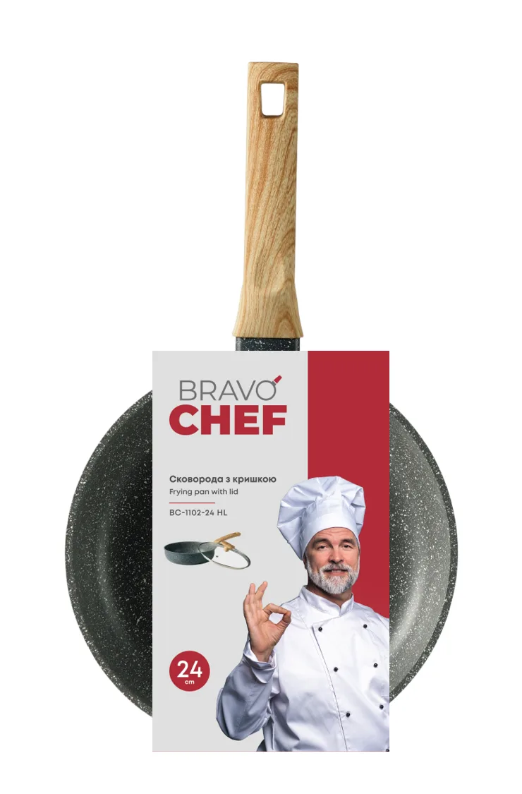 Сковорода Bravo Chef кована алюмінієва 24 см з кришкою