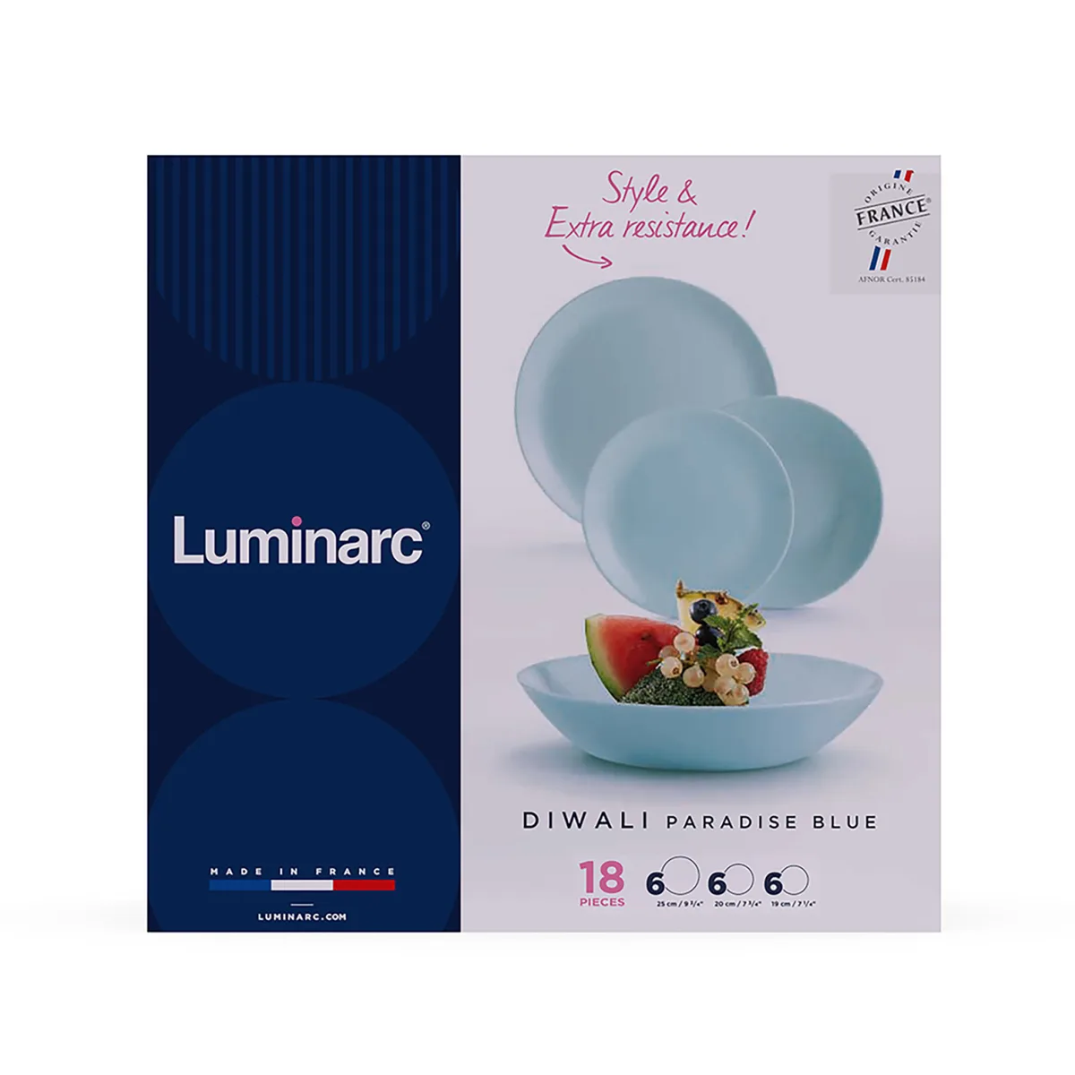 Сервіз Luminarc 18 предметів загартоване скло 6 персон синій блакитний