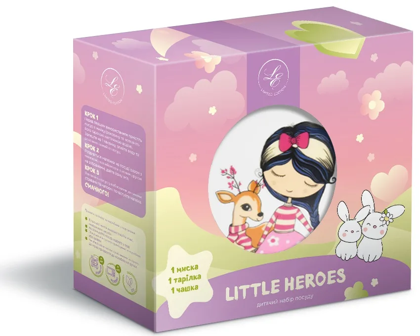 Детский набор Fairy, фарфор, 3 предмета, 230 мл, 18 см, 15 см.