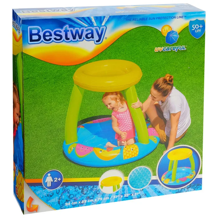 Дитячий надувний басейн Bestway ПВХ 94х89х79 см з надувним дном, колір блакитний