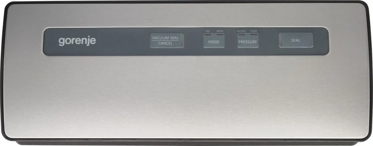 Вакуумный упаковщик Gorenje, мощность 120Вт, ширина 30 см, электронный, комплект из 10 пакетов, металлический корпус, серого цвета
