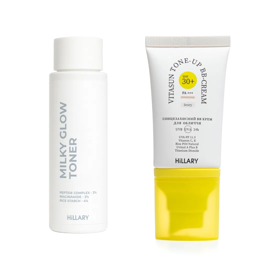 Набір для рівного тону та щоденного захисту SPF30+ Ivory HiLLARY Set for Even Skin Tone & Daily SPF30+ Protect