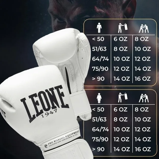 Боксерські рукавиці Leone натуральна шкіра 16 унцій білий з бинтами 4 м