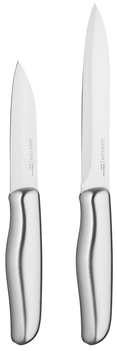Набір кухонних ножів ARDESTO Gemini Gourmet, 2 одиниці, з нержавіючої сталі та пластиковими ручками, сірого кольору.