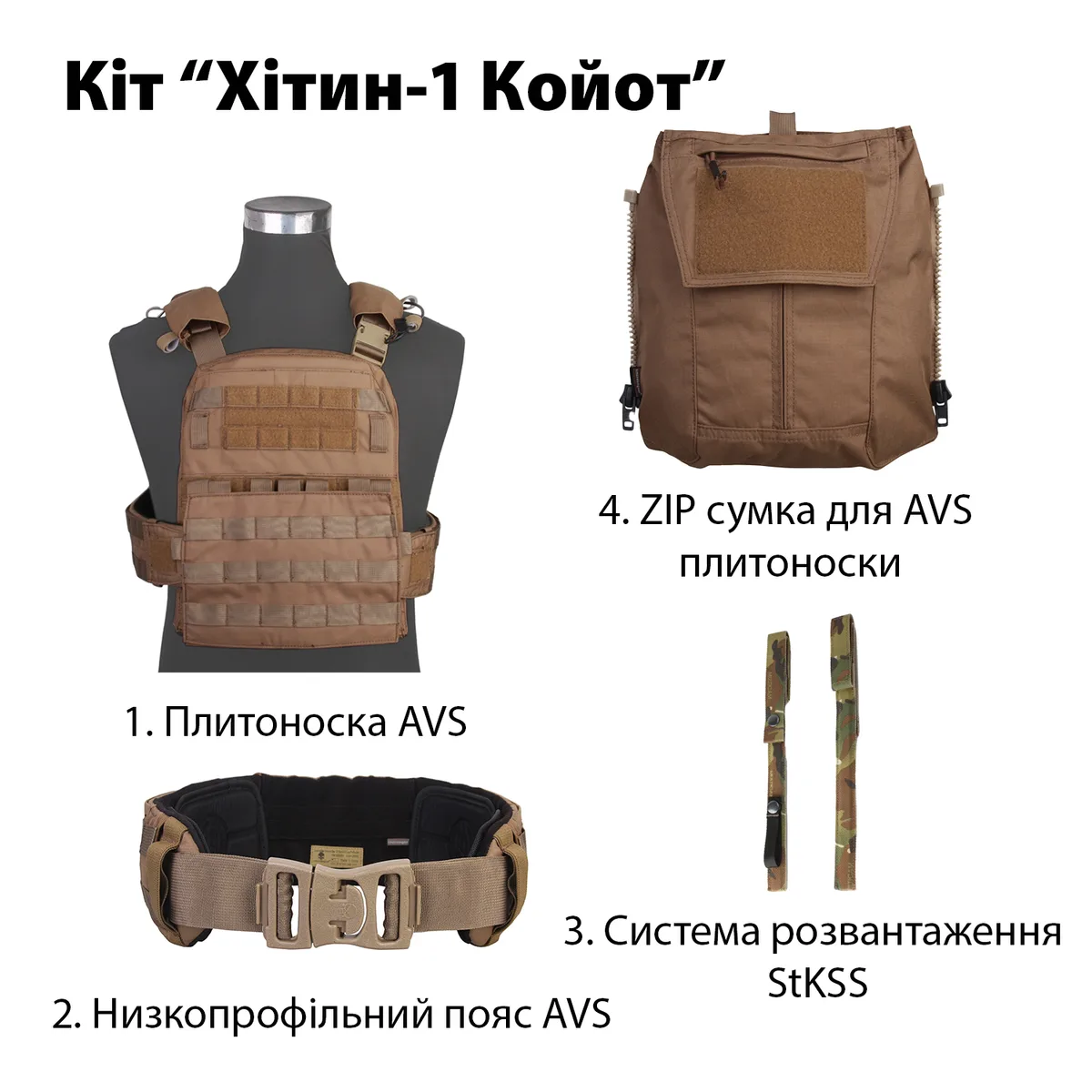 Комплект плитоноска Emerson Нейлон Койот
