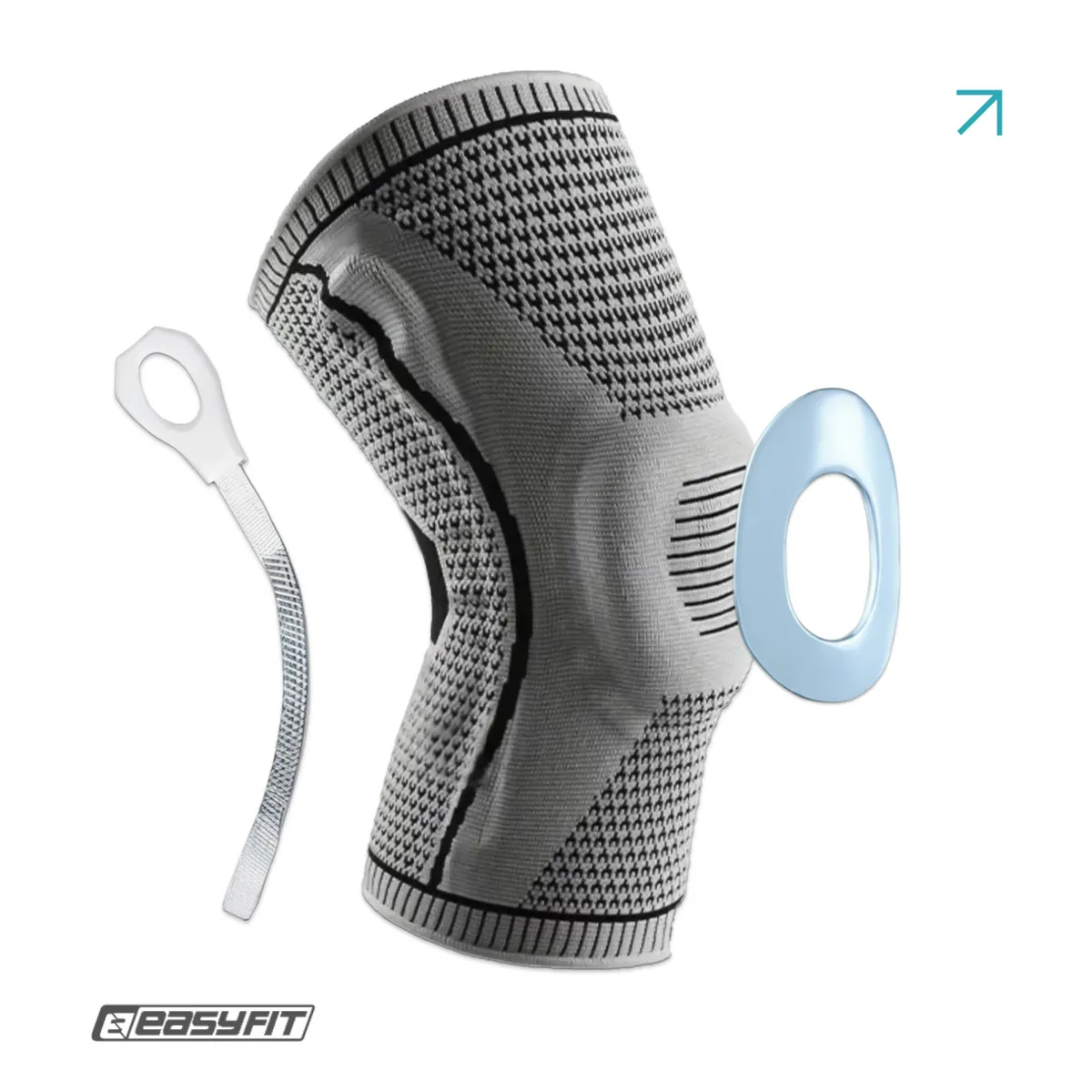 Бандаж наколінник EasyFit нейлон спандекс M сірий