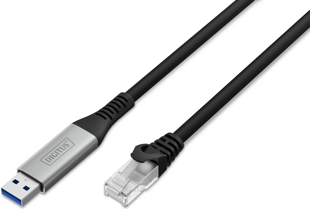 Кабель DIGITUS Ethernet USB-A - RJ45 CAT 6A S/FTP, 1 Gbit/s, 2m, LSZH