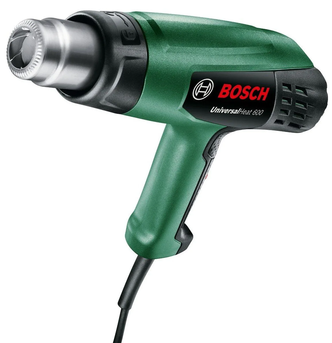 Фен для будівництва Bosch UniversalHeat 600, 1800 Вт, температури 50/300/600°C, продуктивність 200/350/500 л/хв, вага 0,53 кг.