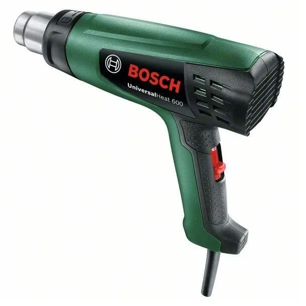 Фен для будівництва Bosch UniversalHeat 600, 1800 Вт, температури 50/300/600°C, продуктивність 200/350/500 л/хв, вага 0,53 кг.