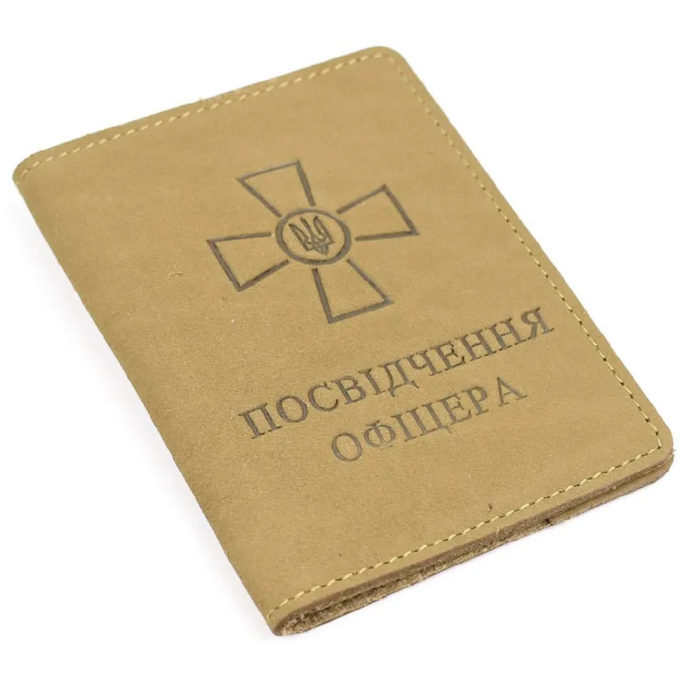 Кожна обкладка для посвідчення офіцера Limary хаки з нубука унісекс для документів і посвідчень.