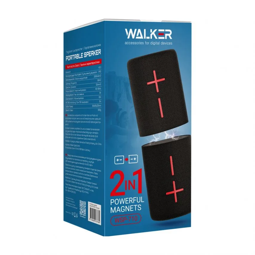 Портативная колонка WALKER 85x85x235 мм Синяя