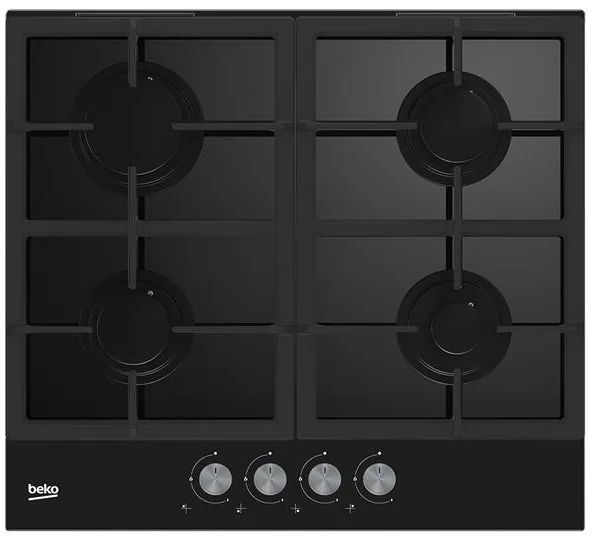 Газова варильна поверхня Beko 60 см на склі чавунні решітки з електрозапалюванням для кухні плита