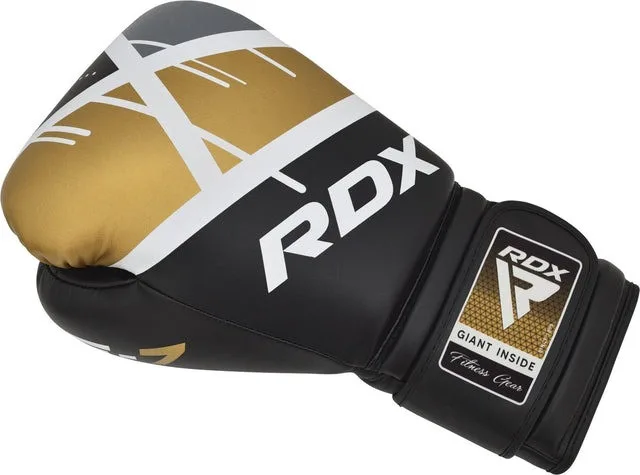 Боксерские перчатки RDX PU 14 унций Золотистые с капой в комплекте