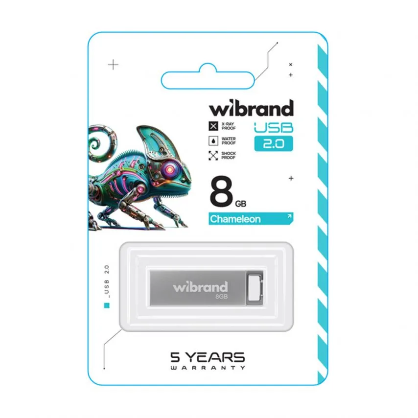 Флеш-пам'ять USB Wibrand метал 8Гб срібна
