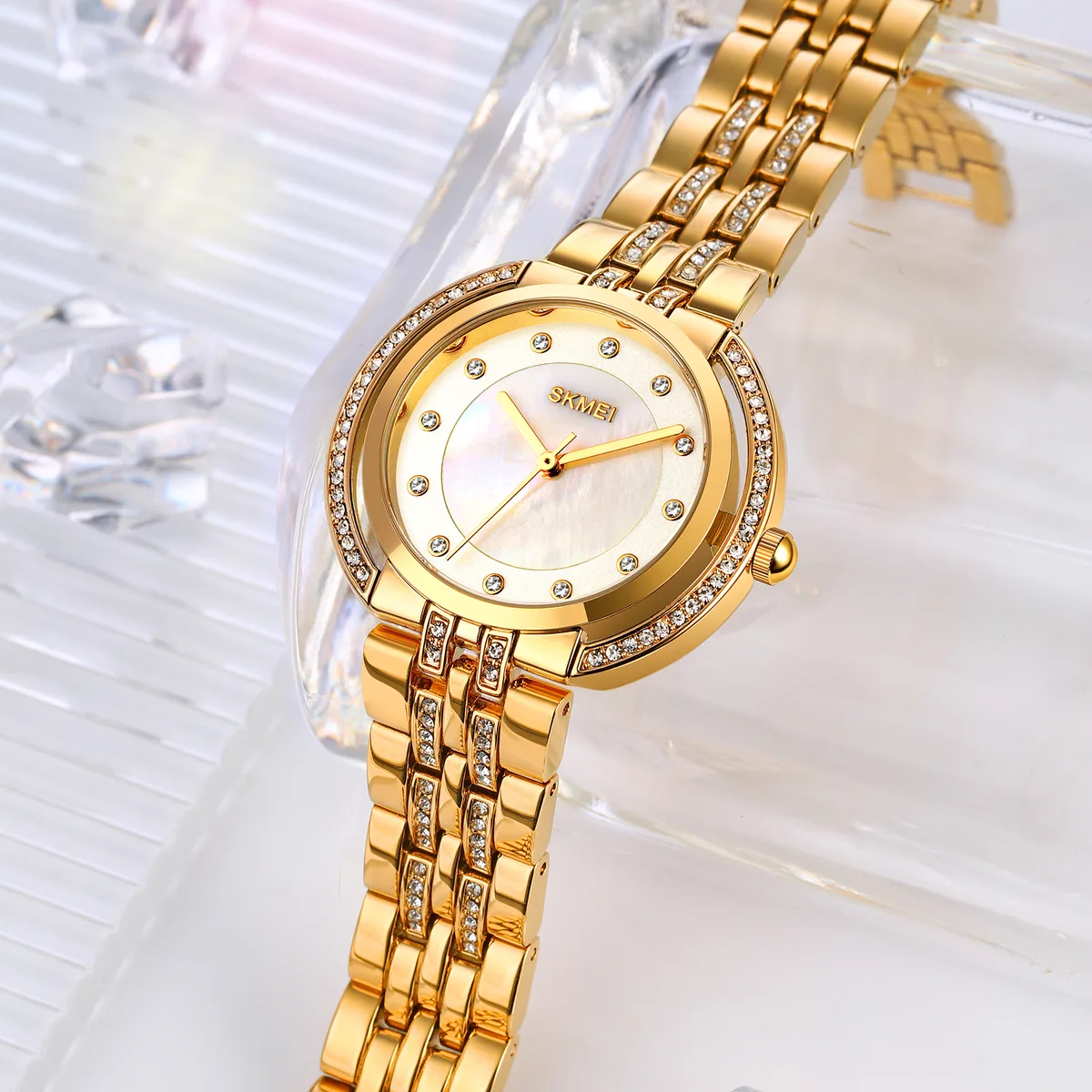 Годинники Skmei металеві нержавіюча сталь 21 см золотисті