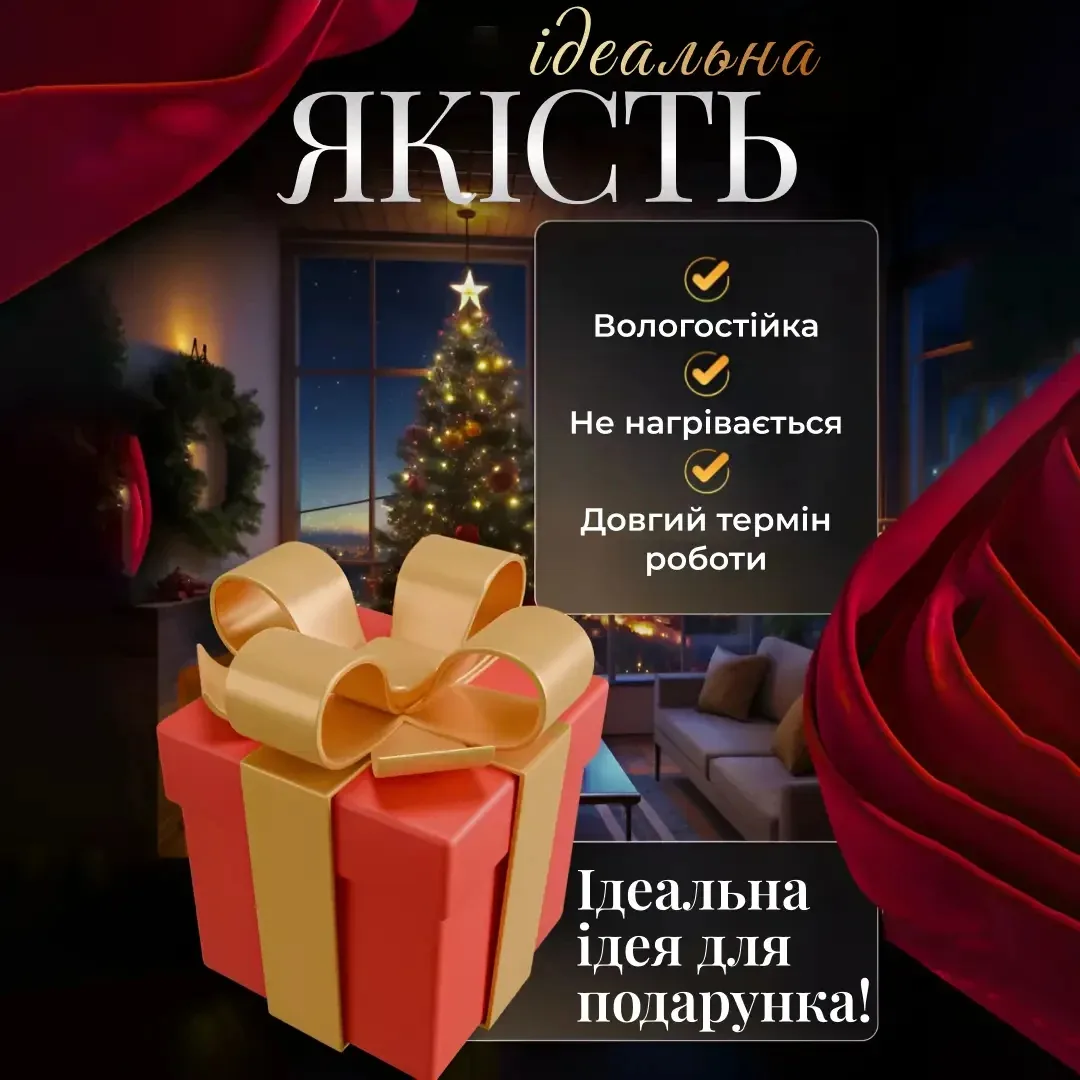 Електрична гірлянда штора 3х0,9 м різнокольорова для вікна фотозон