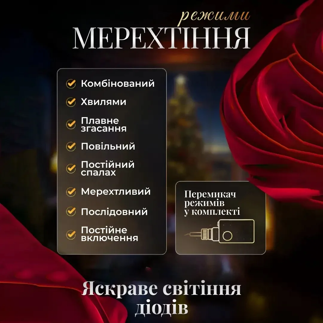 Електрична гірлянда штора 3х0,9 м різнокольорова для вікна фотозон