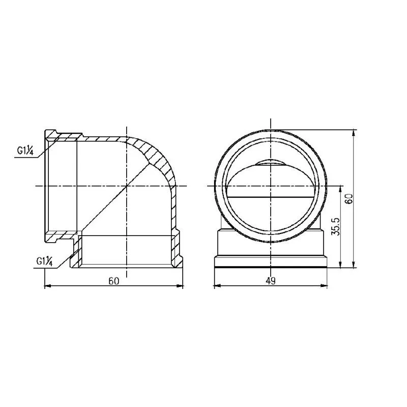 Кутик 90° Thermo Alliance Forte 1" 1/4 ВВ латунь никелированный