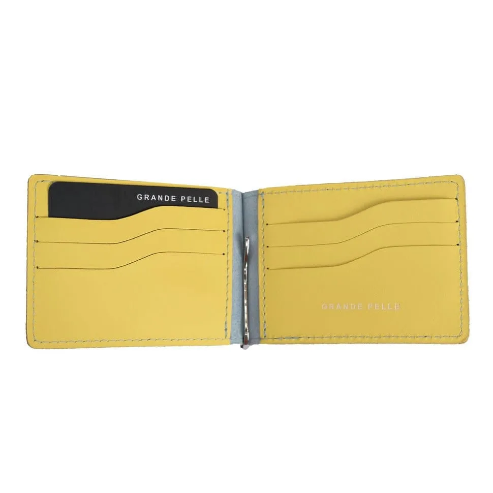 Зажим Onda з телячої шкіри Grande Pelle літній гаманець для карт і грошей портмоне для документів.