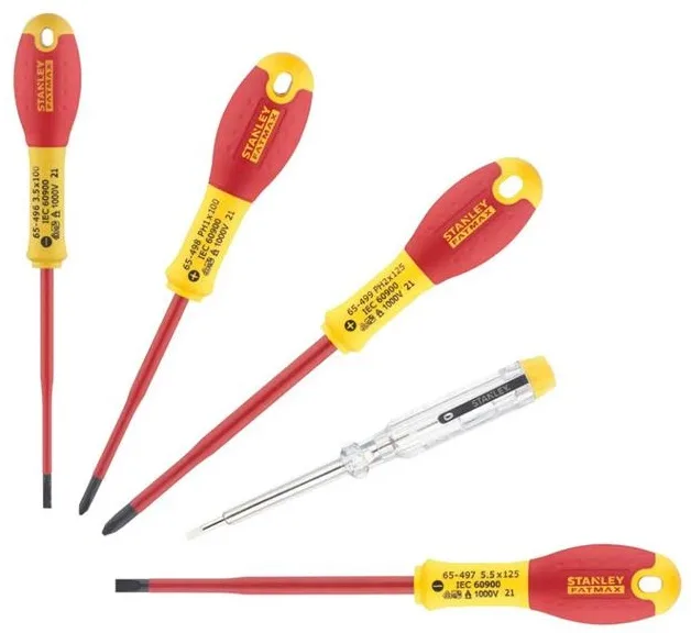 Викрутки Stanley FatMax VDE 1000В ізольовані плоскі та хрестові для електрика набір 5 шт 1000В
