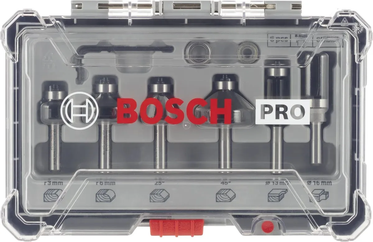 Набір фасонних кромкових фрез Bosch Professional 8мм, 6 шт.