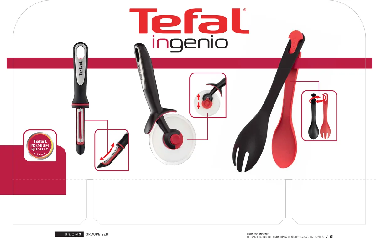 Картоплем'ялка Tefal Ingenio, пластиковий інструмент, чорного кольору.