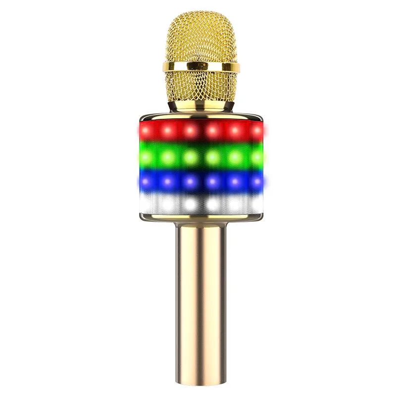 Беспроводной караоке микрофон Bluetooth D168 с LED подсветкой 510 г алюминий, пластик, резина