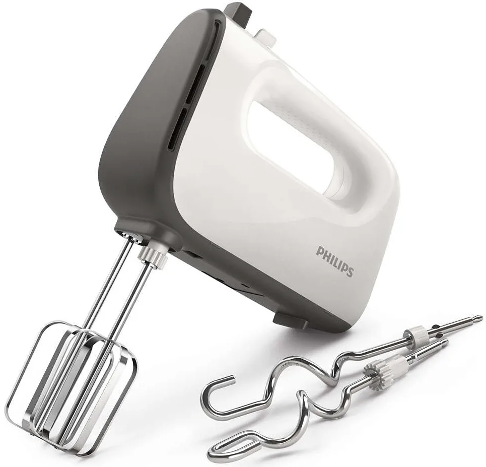 Ручний міксер Philips Viva Collection 450 Вт з чотирма насадками, біло-сірого кольору.
