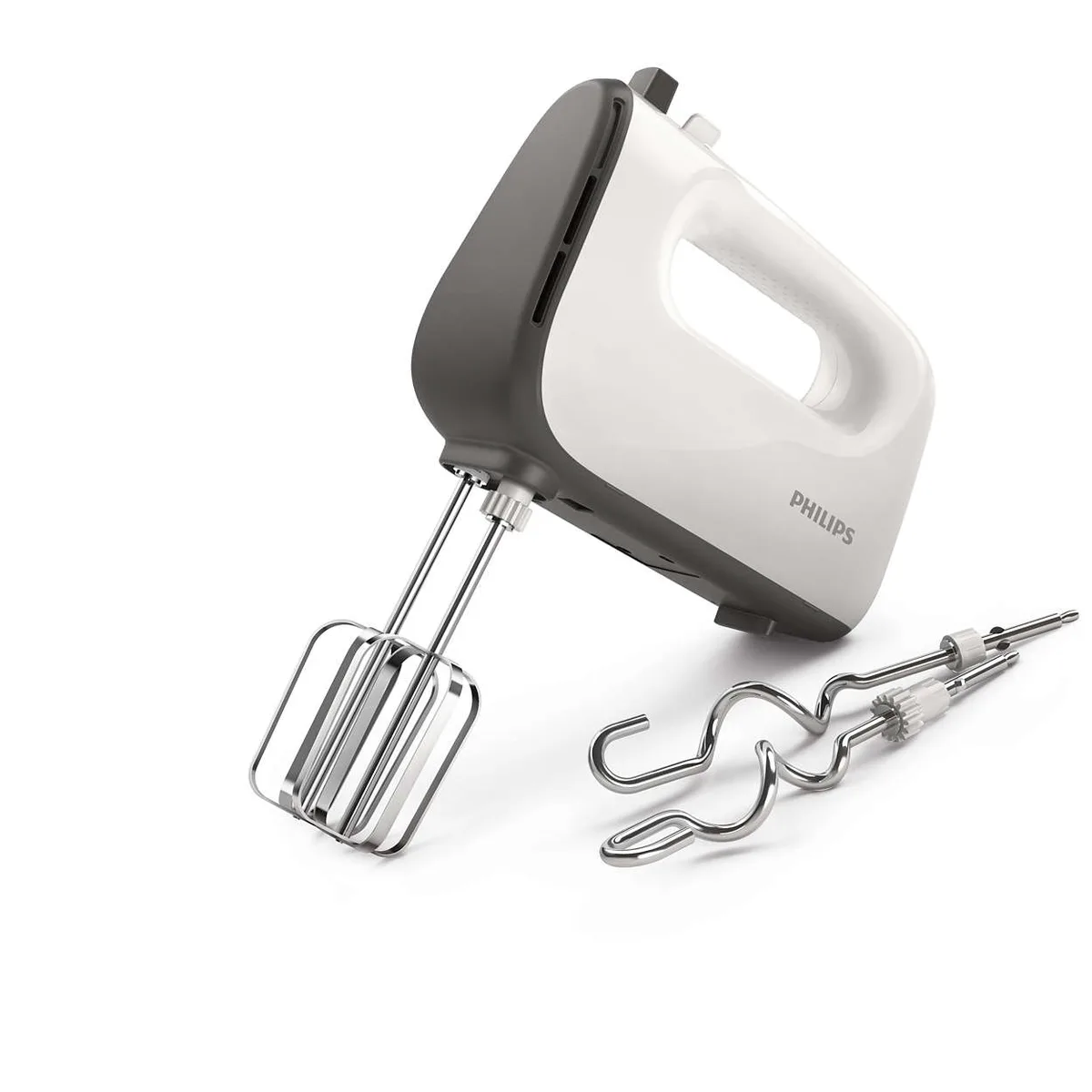 Ручний міксер Philips Viva Collection 450 Вт з чотирма насадками, біло-сірого кольору.